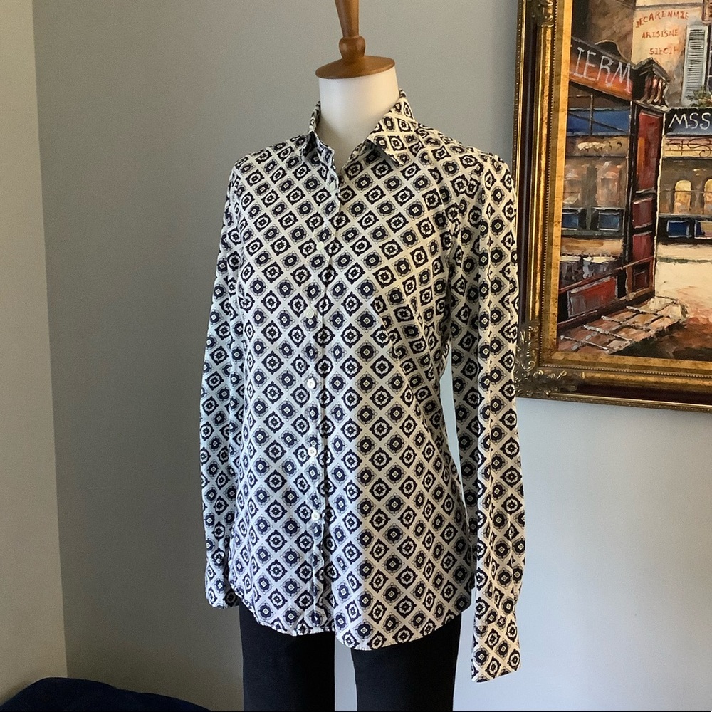 J. Crew Foulard Blue Medallion Perfect Shirt - Picture 7 of 12